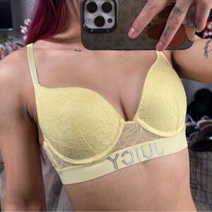 Womens yellow push up bra